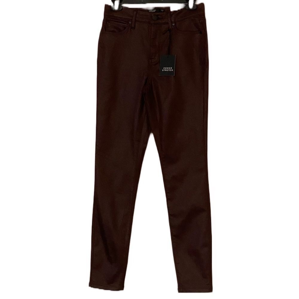Simply Vera Vera Wang Plum Faux Leather Stretch Skinny Pamts with Black Harware